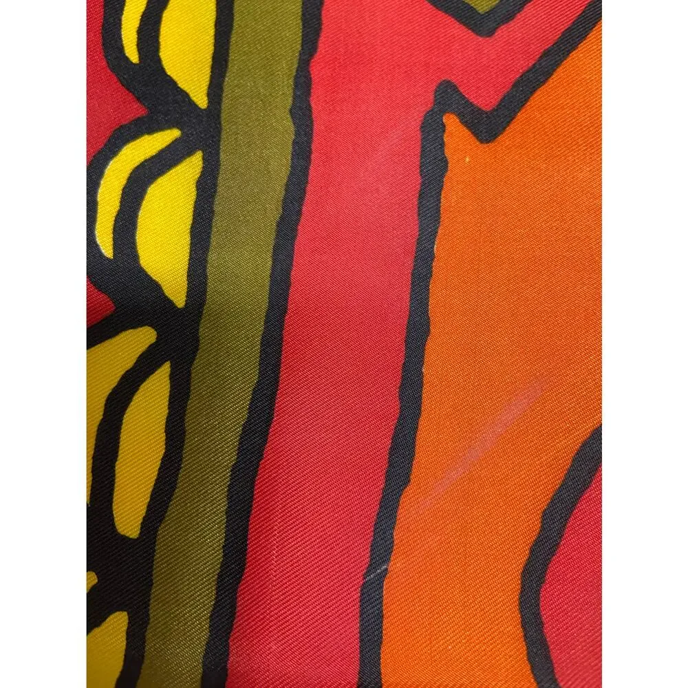 Vera Neumann‎ Vintage Red Yellow Orange Abstract Print Scarf Japan Ladybug